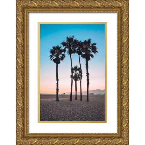 Santa Monica Palm Gold Ornate Wood Framed Art Print with Double Matting by Carpentieri, Natalie