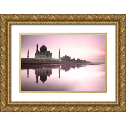 Taj Mahal from Yamuna River Gold Ornate Wood Framed Art Print with Double Matting by Delimont, Danita