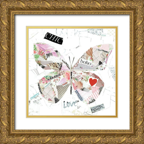 Chic Butterfly Gold Ornate Wood Framed Art Print with Double Matting by Pope, Kate and Elizabeth