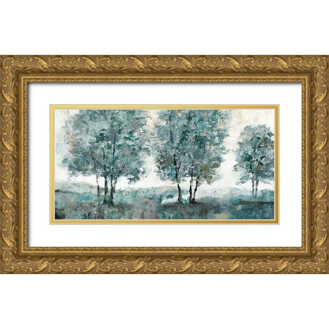 Teal Sentinel Gold Ornate Wood Framed Art Print with Double Matting by Nan