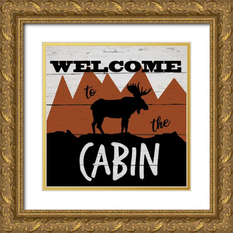 Lodge Moose Gold Ornate Wood Framed Art Print with Double Matting by Craven, Katrina