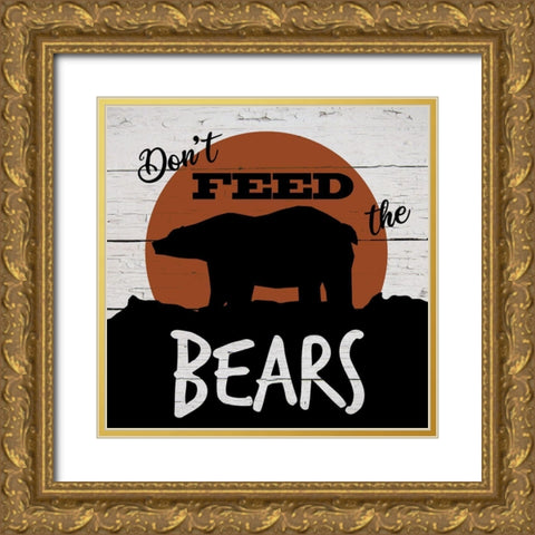 Lodge Bear Gold Ornate Wood Framed Art Print with Double Matting by Craven, Katrina