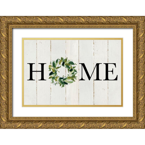 Home Gold Ornate Wood Framed Art Print with Double Matting by Robinson, Carol