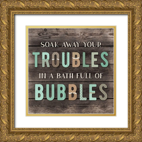 Warm Bubble Bath Gold Ornate Wood Framed Art Print with Double Matting by CAD Designs