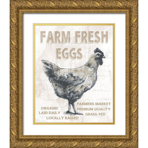 Farm Fresh Chicken Gold Ornate Wood Framed Art Print with Double Matting by Knutsen, Conrad