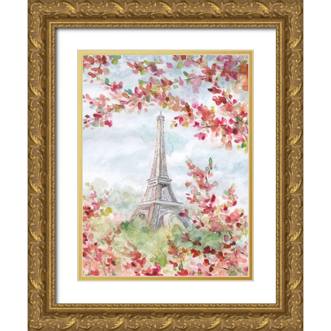 Springtime in Paris Gold Ornate Wood Framed Art Print with Double Matting by Robinson, Carol