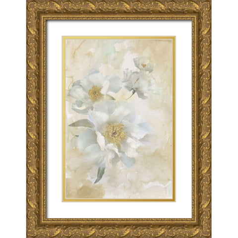 Soft Peonies I Gold Ornate Wood Framed Art Print with Double Matting by Nan