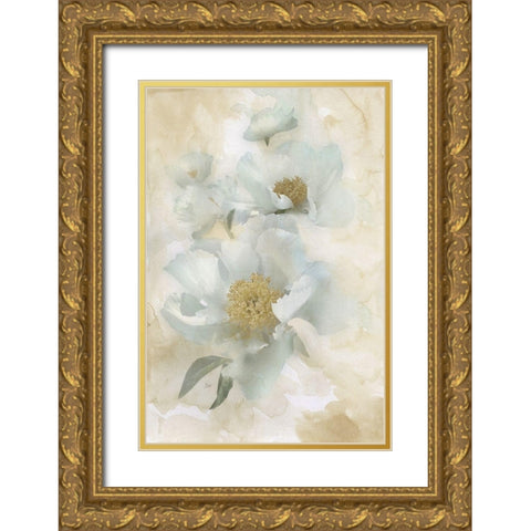 Soft Peonies II Gold Ornate Wood Framed Art Print with Double Matting by Nan