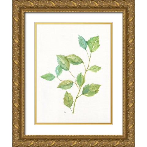 Spring Greens I Gold Ornate Wood Framed Art Print with Double Matting by Nan