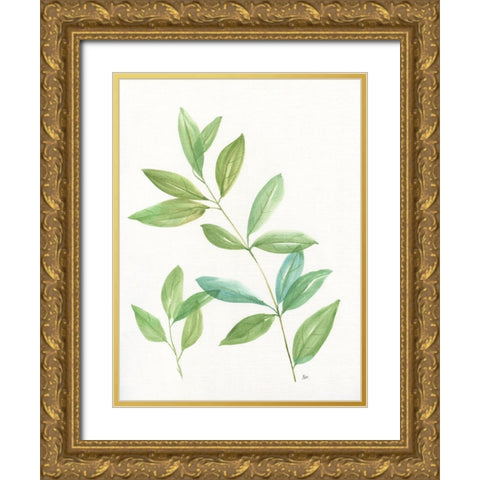 Spring Greens II Gold Ornate Wood Framed Art Print with Double Matting by Nan