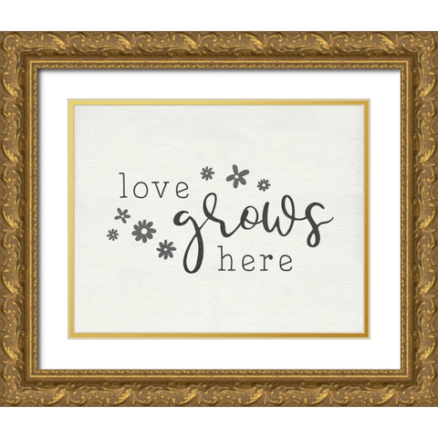 Love Grows Gold Ornate Wood Framed Art Print with Double Matting by CAD Designs
