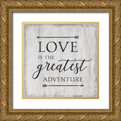 Love Adventure Gold Ornate Wood Framed Art Print with Double Matting by CAD Designs