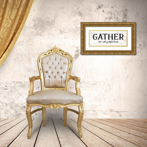 Gather Gold Ornate Wood Framed Art Print with Double Matting by CAD Designs