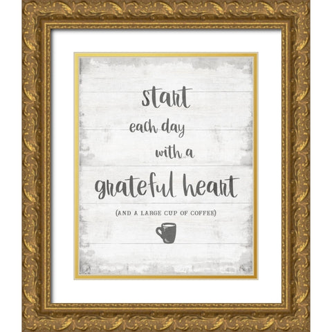 Grateful Coffee Gold Ornate Wood Framed Art Print with Double Matting by CAD Designs