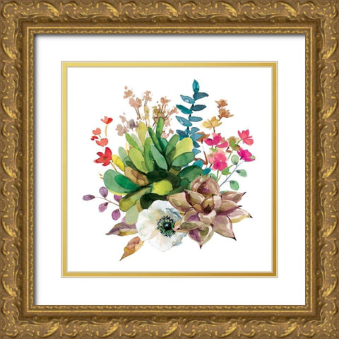 Scrumptious Succulents III Gold Ornate Wood Framed Art Print with Double Matting by Robinson, Carol