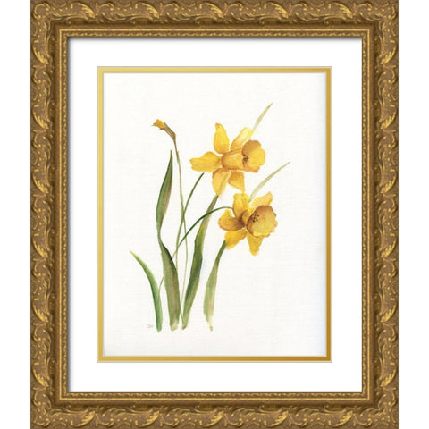 Ochre Botanical I Gold Ornate Wood Framed Art Print with Double Matting by Nan