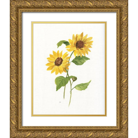 Ochre Botanical III Gold Ornate Wood Framed Art Print with Double Matting by Nan