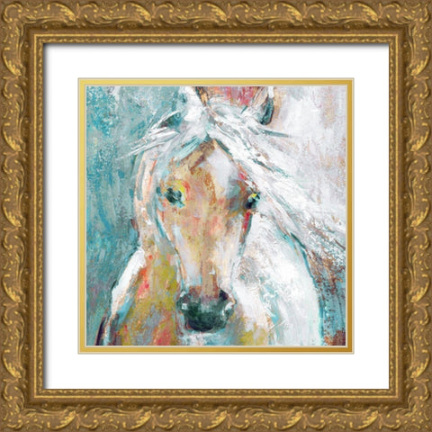Playful Pony Gold Ornate Wood Framed Art Print with Double Matting by Robinson, Carol