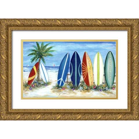 Surfs Up Gold Ornate Wood Framed Art Print with Double Matting by Dunlap, Marilyn