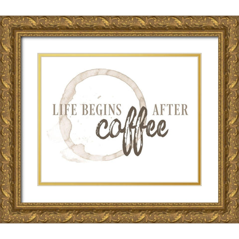 After Coffee Gold Ornate Wood Framed Art Print with Double Matting by CAD Designs