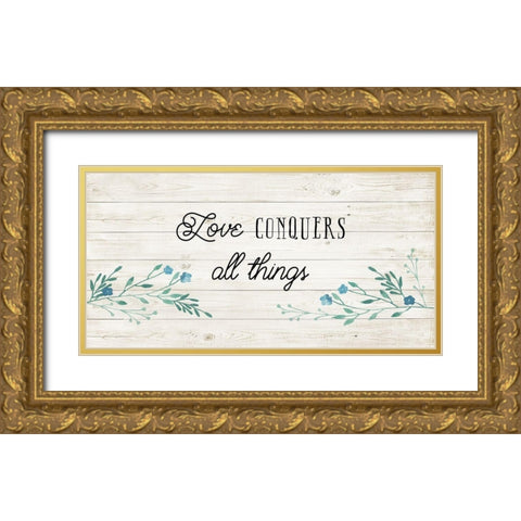 Floral Love Gold Ornate Wood Framed Art Print with Double Matting by Murray, Amanda