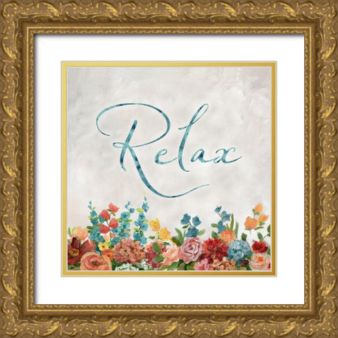 Floral Relax Gold Ornate Wood Framed Art Print with Double Matting by Nan