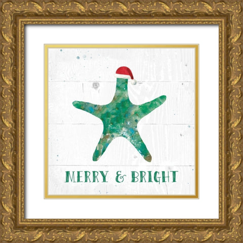 Merry and Bright Gold Ornate Wood Framed Art Print with Double Matting by Robinson, Carol