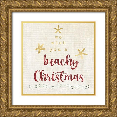 Wish you a Beachy Christmas Gold Ornate Wood Framed Art Print with Double Matting by Carpentieri, Natalie