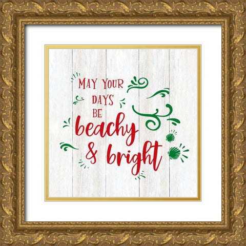 Beachy and Bright Gold Ornate Wood Framed Art Print with Double Matting by CAD Designs