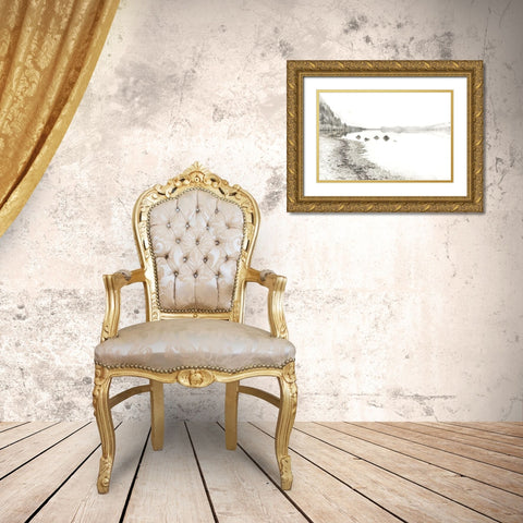 Taupe Lake Walk Gold Ornate Wood Framed Art Print with Double Matting by Weisz, Irene