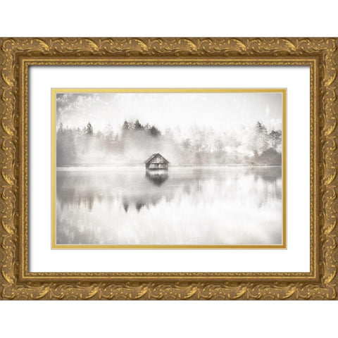 Taupe Serene Gold Ornate Wood Framed Art Print with Double Matting by Weisz, Irene