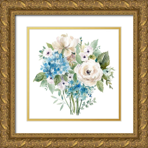 Blue and White Botanical I Gold Ornate Wood Framed Art Print with Double Matting by Robinson, Carol