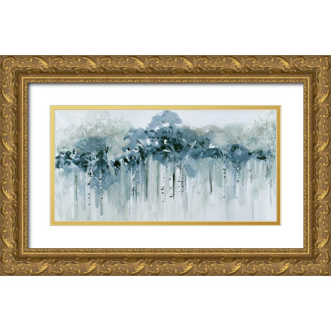 Blue Birch Morning Gold Ornate Wood Framed Art Print with Double Matting by Jill, Susan