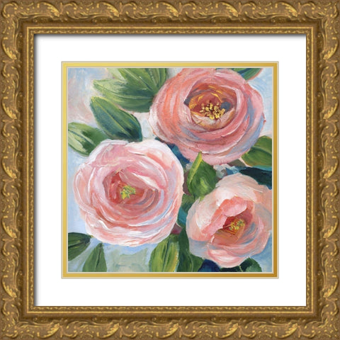 Sweet Peach Bouquet Gold Ornate Wood Framed Art Print with Double Matting by Nan