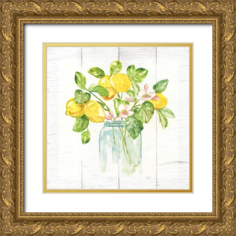 Lemon Branches II Gold Ornate Wood Framed Art Print with Double Matting by Nan
