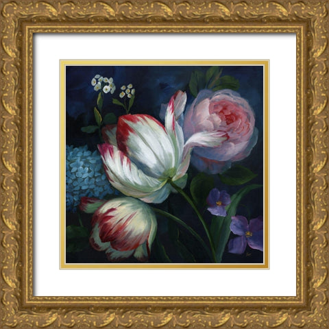 Masterpiece Tulips Gold Ornate Wood Framed Art Print with Double Matting by Nan
