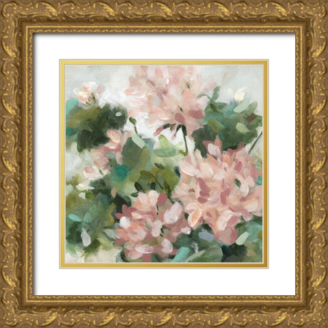 Geranium Garden Gold Ornate Wood Framed Art Print with Double Matting by Robinson, Carol