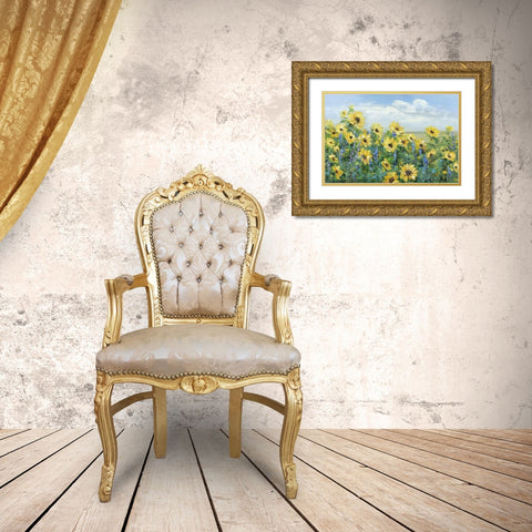 Sunflower Fields Forever Gold Ornate Wood Framed Art Print with Double Matting by Craven, Katrina