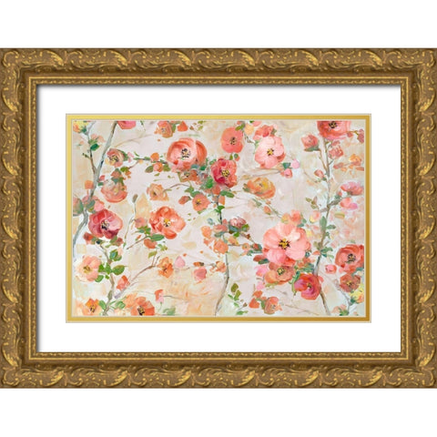 Blossoms Bright Gold Ornate Wood Framed Art Print with Double Matting by Swatland, Sally