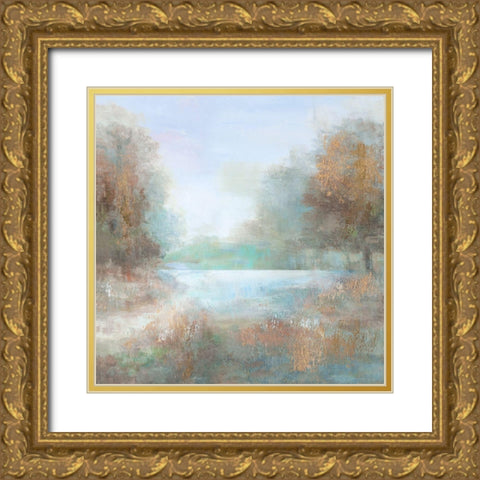 Blue Lagoon Gold Ornate Wood Framed Art Print with Double Matting by Nan