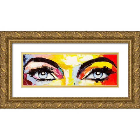 Pop Color Eyes Gold Ornate Wood Framed Art Print with Double Matting by Tikhonova, Lana