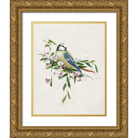 Spring Song Blue Bird I Gold Ornate Wood Framed Art Print with Double Matting by Swatland, Sally