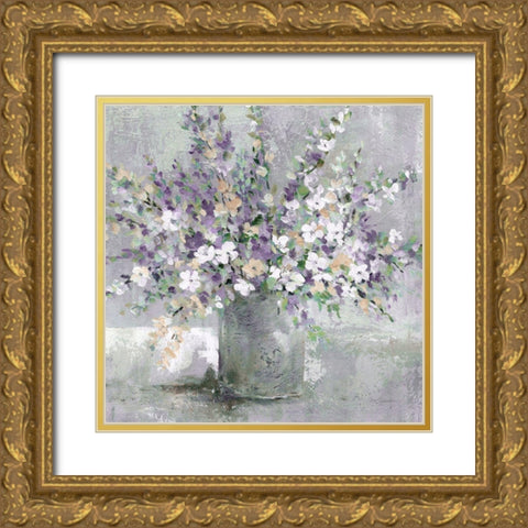 Farmhouse Lavender Gold Ornate Wood Framed Art Print with Double Matting by Robinson, Carol