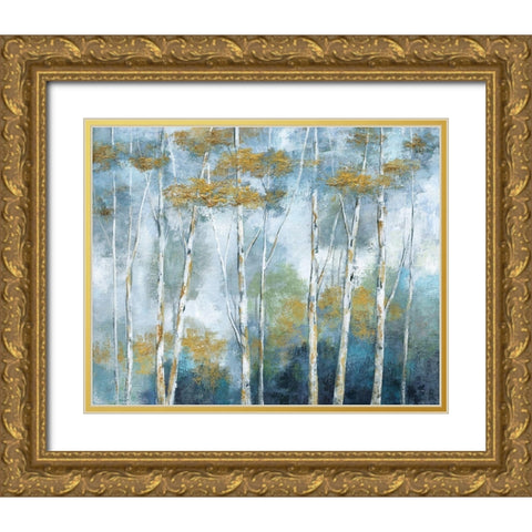 Indigo Forest Gold Ornate Wood Framed Art Print with Double Matting by Nan