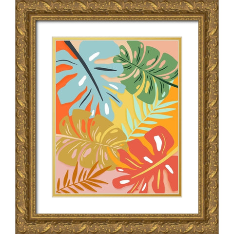 Tropical Foliage I Gold Ornate Wood Framed Art Print with Double Matting by Carpentieri, Natalie