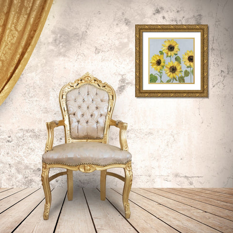 Sunflower Array II Gold Ornate Wood Framed Art Print with Double Matting by Swatland, Sally