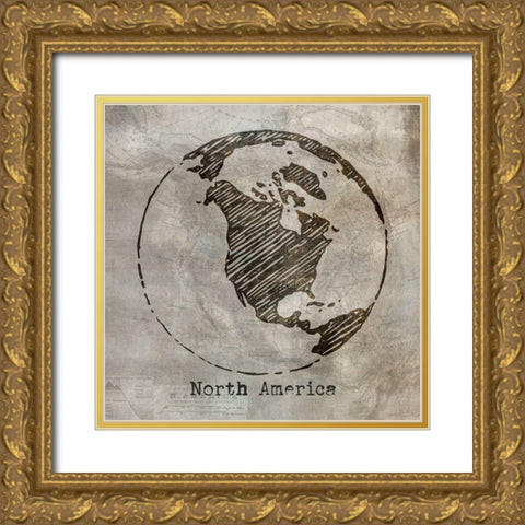 North America Gold Ornate Wood Framed Art Print with Double Matting by Jill, Susan