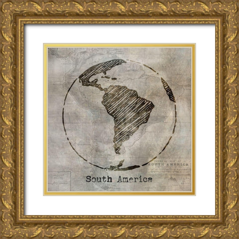 South America Gold Ornate Wood Framed Art Print with Double Matting by Jill, Susan