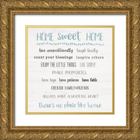Home Sweet Home Rules Gold Ornate Wood Framed Art Print with Double Matting by Carpentieri, Natalie