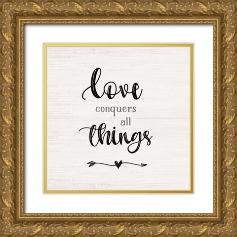 Love Conquers Gold Ornate Wood Framed Art Print with Double Matting by Carpentieri, Natalie